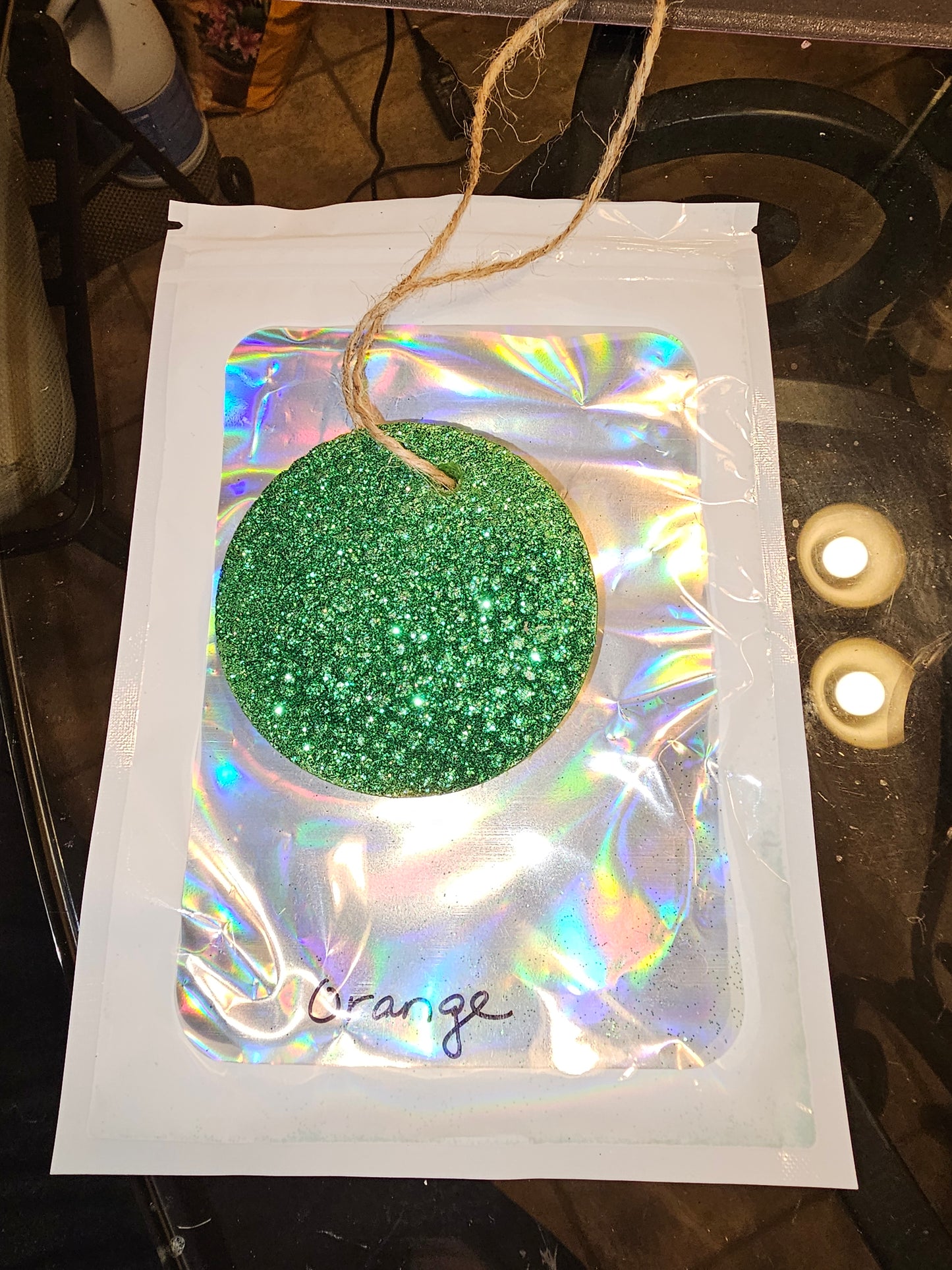 Freshie Green Glitter Sweet orange scent New